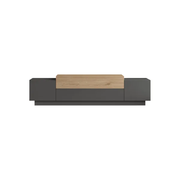 Meuble TV Chêne et Gris Anthracite 160 cm avec Rangement Banc TV Meuble Télévision Moderne