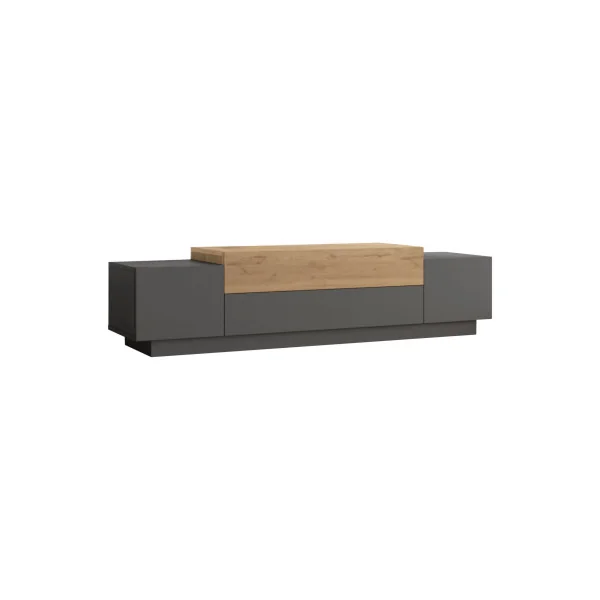 Meuble TV Chêne et Gris Anthracite 160 cm avec Rangement Banc TV Meuble Télévision Moderne