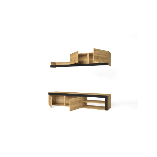 Meuble TV Chêne Noir avec Etagère Meuble Télévision Design Meuble Télé Moderne