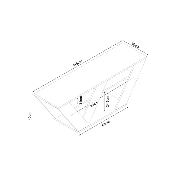 Meuble TV Moderne Chêne 110cm Meuble Télévision 2 Etages Meuble Télé Salon