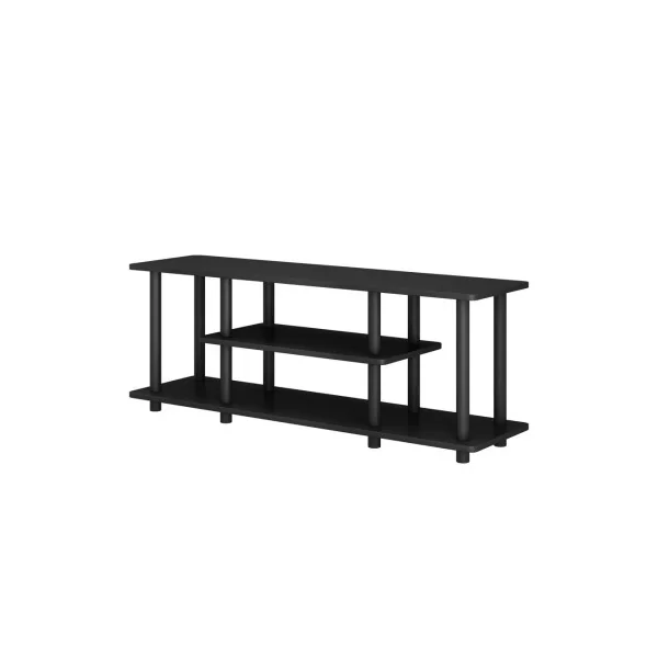 Meuble TV Noir 110x41 cm Moderne avec Etagères Ouvertes Meuble Télévision Design
