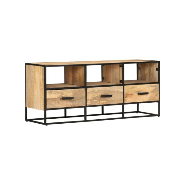 Meuble TV/hifi Bois de Manguier Meuble Télévision 3 Tiroirs 3 Niches
