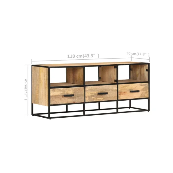 Meuble TV/hifi Bois de Manguier Meuble Télévision 3 Tiroirs 3 Niches