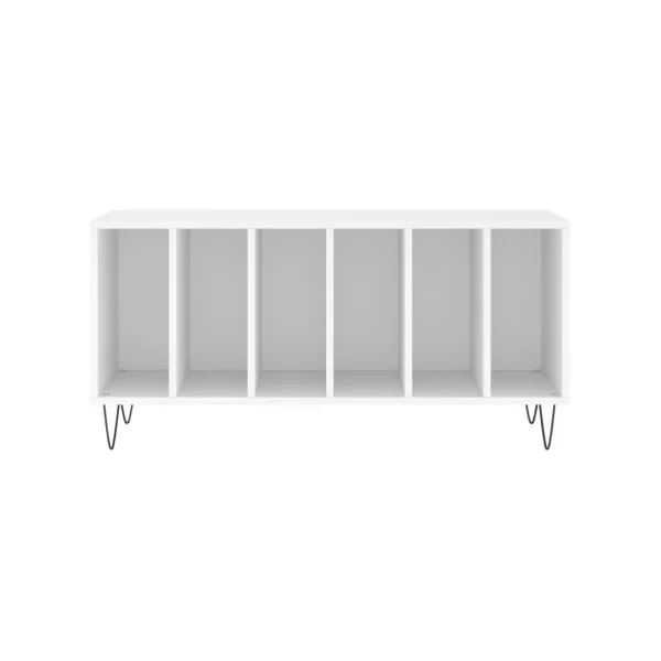 Meuble Vinyles Blanc Pieds Epingles 6 Compartiments Rangement Vinyles Moderne