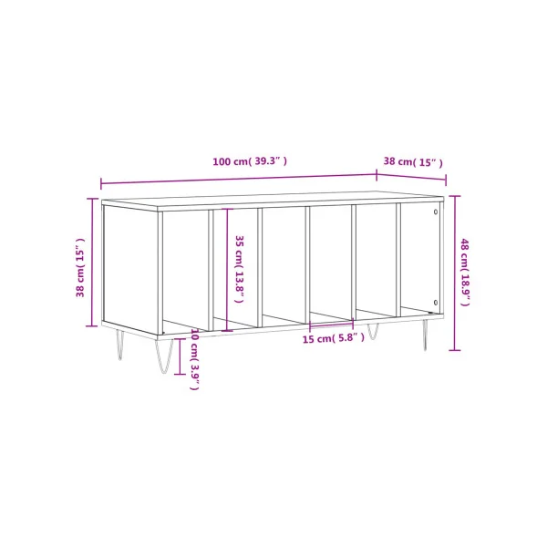 Meuble Vinyles Blanc Pieds Epingles 6 Compartiments Rangement Vinyles Moderne