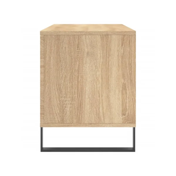 Meuble Vinyles Chêne 6 Compartiments Rangement Vinyles Moderne Pied Métal