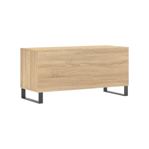 Meuble Vinyles Chêne 6 Compartiments Rangement Vinyles Moderne Pied Métal