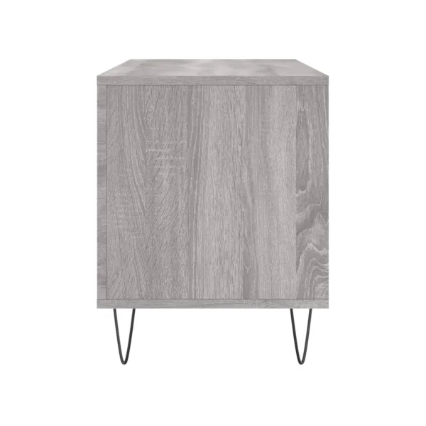 Meuble Vinyles Chêne Gris Pieds Epingles 6 Compartiments Rangement Vinyles Moderne