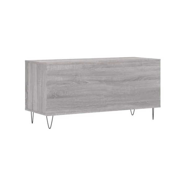 Meuble Vinyles Chêne Gris Pieds Epingles 6 Compartiments Rangement Vinyles Moderne