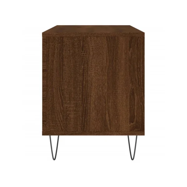 Meuble Vinyles Chêne Marron Pieds Epingles 6 Compartiments Rangement Vinyles Moderne