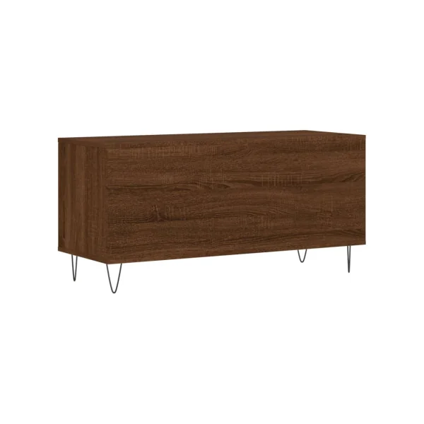 Meuble Vinyles Chêne Marron Pieds Epingles 6 Compartiments Rangement Vinyles Moderne