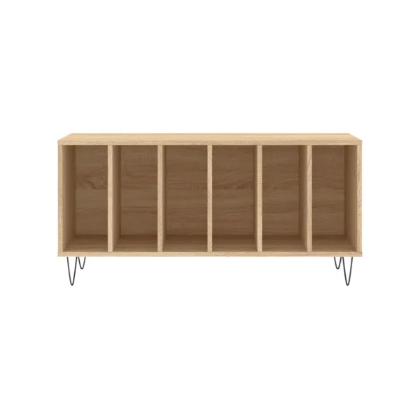 Meuble Vinyles Chêne Pieds Epingles 6 Compartiments Rangement Vinyles Moderne