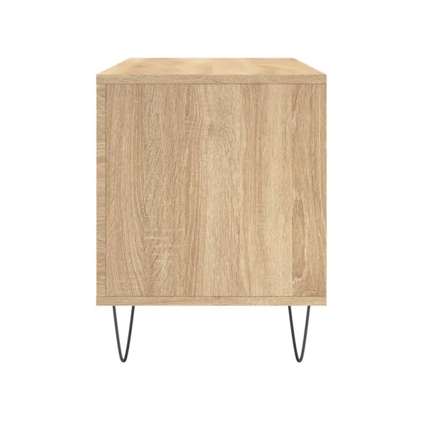 Meuble Vinyles Chêne Pieds Epingles 6 Compartiments Rangement Vinyles Moderne