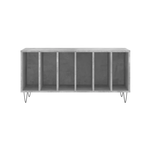 Meuble Vinyles Gris Béton Pieds Epingles 6 Compartiments Rangement Vinyles Moderne