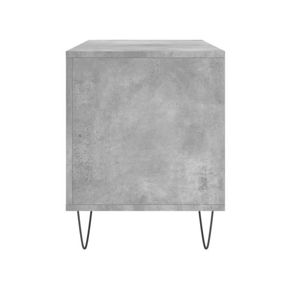 Meuble Vinyles Gris Béton Pieds Epingles 6 Compartiments Rangement Vinyles Moderne