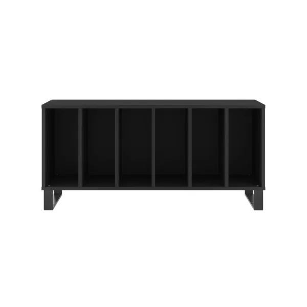 Meuble Vinyles Noir 6 Compartiments Rangement Vinyles Moderne Pied Métal