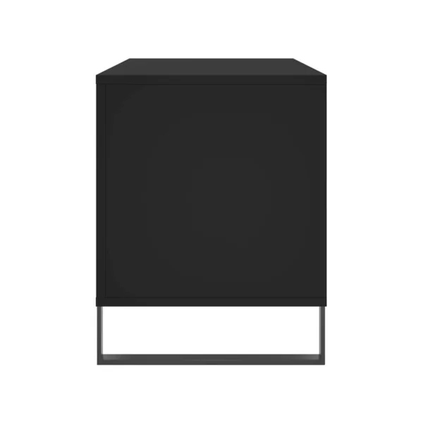 Meuble Vinyles Noir 6 Compartiments Rangement Vinyles Moderne Pied Métal