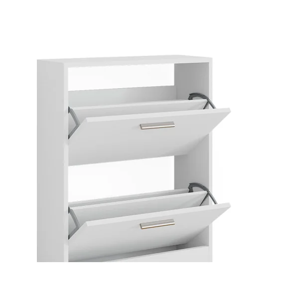 Meuble à Chaussures 6 paires Blanche Rangement Chaussures 2 Rabats Meuble Chaussures