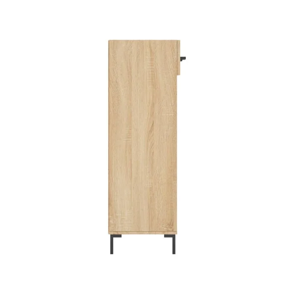 Meuble à Chaussures Chêne 1 Tiroir Armoire à Chaussures Pieds Métal