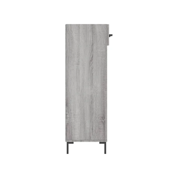 Meuble à Chaussures Chêne Gris 1 Tiroir Armoire à Chaussures Pieds Métal