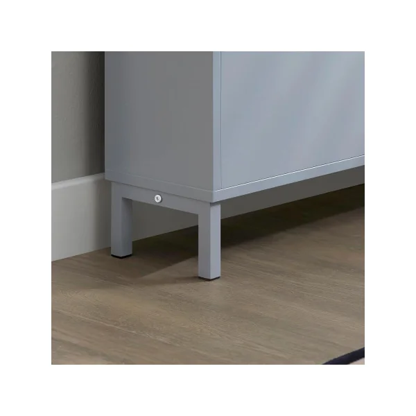 Meuble à Chaussures Gris 4 Abattants Armoire Chaussure Moderne Meuble d'Entrée Tendance