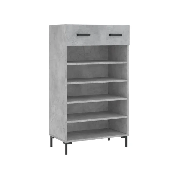 Meuble à Chaussures Gris Béton 1 Tiroir Armoire à Chaussures Pieds Métal