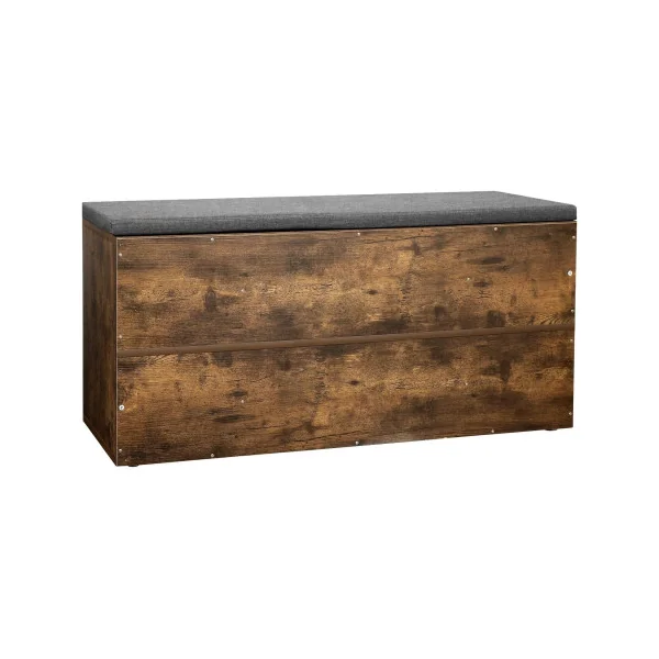 Meuble à Chaussures Marron Rustique avec Coussin Rangement chaussures 10 compartiments