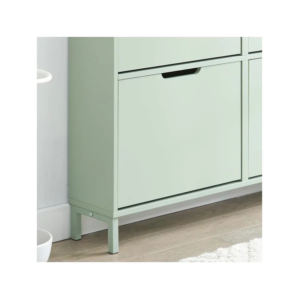Meuble à Chaussures Vert 4 Abattants Armoire Chaussure Moderne Meuble d'Entrée Tendance