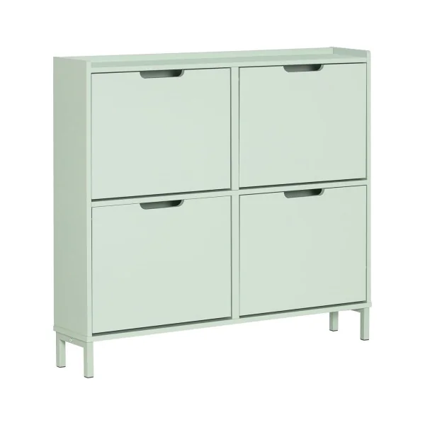 Meuble à Chaussures Vert 4 Abattants Armoire Chaussure Moderne Meuble d'Entrée Tendance