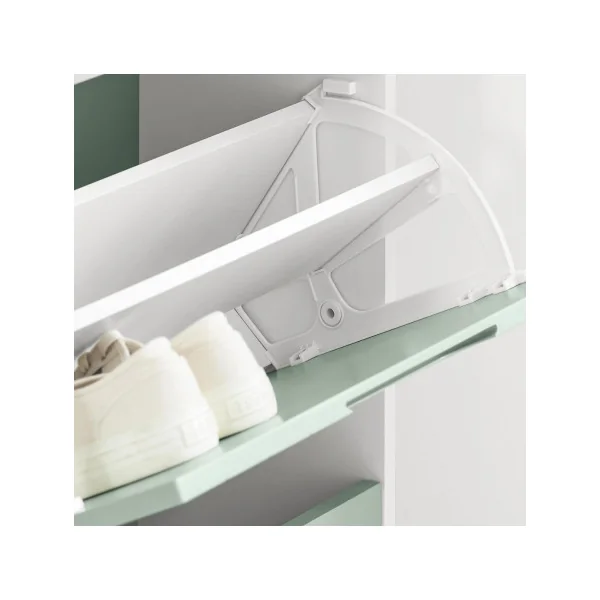 Meuble à Chaussures Vert et Blanc 3 Abattants Armoire Chaussure Moderne