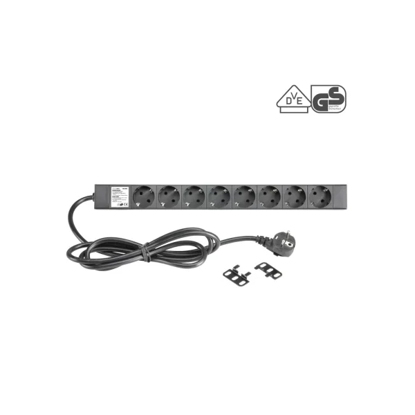 Multiprise rackable 1U 19 pouces 8 prises shucko et inter avant