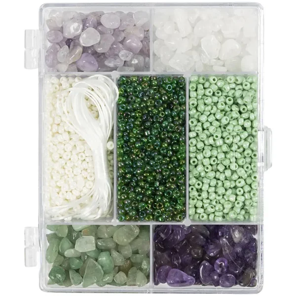 Mélange de perles Cristaux Couleurs vertes et violettes