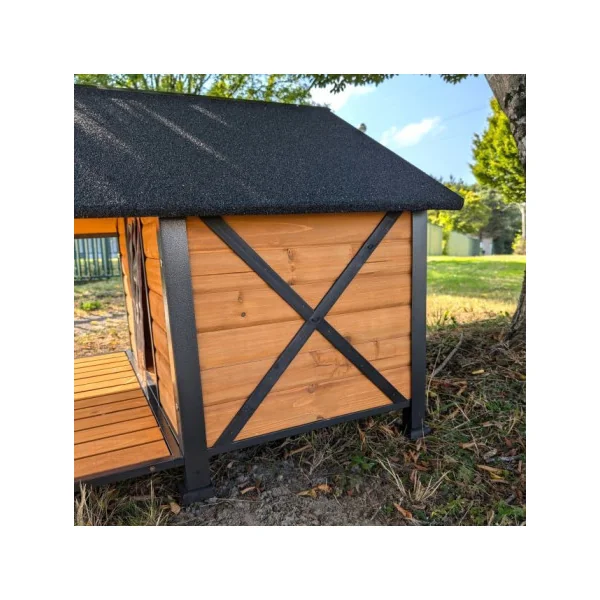 Niche avec Terrasse Surélevée Armature en Acier Niche à Chien Robuste