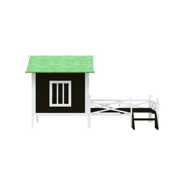 Niche Chien avec Terrasse en Pin Massif Gris Niche Terrasse
