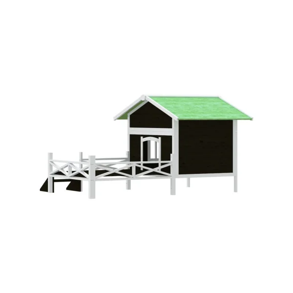 Niche Chien avec Terrasse en Pin Massif Gris Niche Terrasse