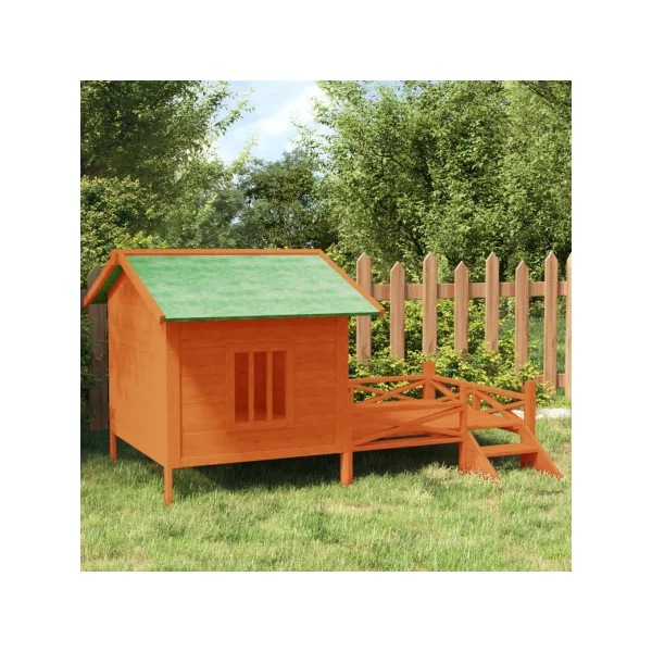 Niche Chien avec Terrasse en Pin Massif Niche Terrasse