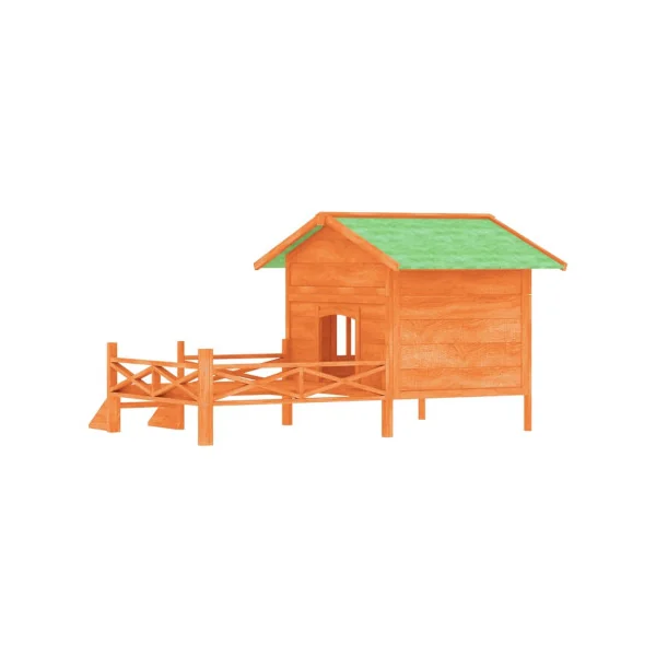 Niche Chien avec Terrasse en Pin Massif Niche Terrasse