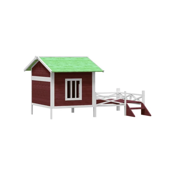Niche Chien avec Terrasse en Pin Moka Massif Niche Terrasse