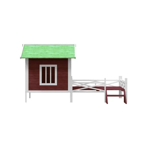 Niche Chien avec Terrasse en Pin Moka Massif Niche Terrasse