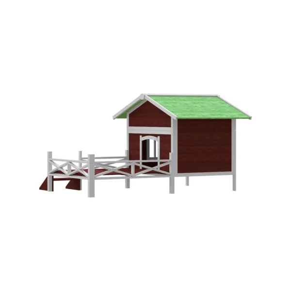 Niche Chien avec Terrasse en Pin Moka Massif Niche Terrasse