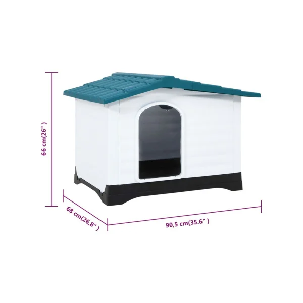 Niche Chien Blanche et Bleu Niche en plastique Niche chien en PVC
