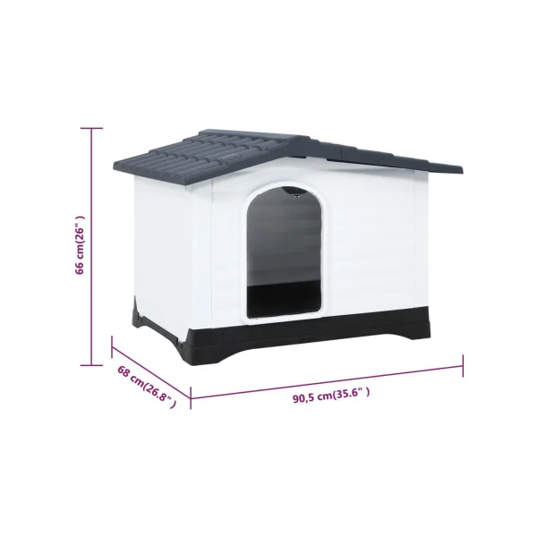 Niche Chien Blanche et Grise Niche en plastique Niche chien en PVC