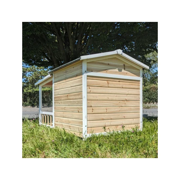 Niche Chien Crème XL avec terrasse Surélevée Niche avec Terrasse pour Chien Moyen