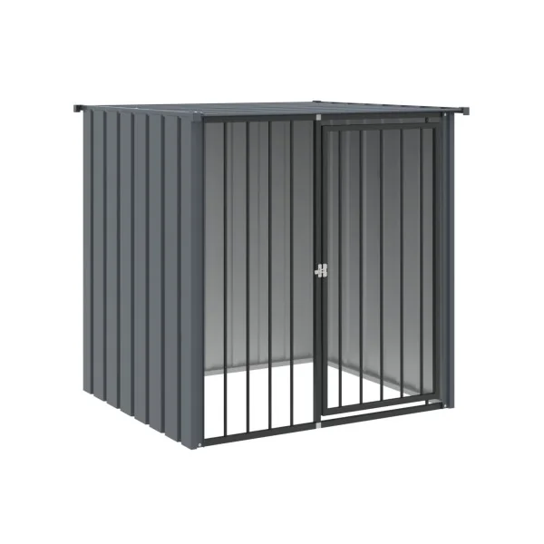 Niche en Métal Anthracite avec Porte Toit Plat 103x110 cm en Acier Galvanisé Niche en Métal Niche métallique