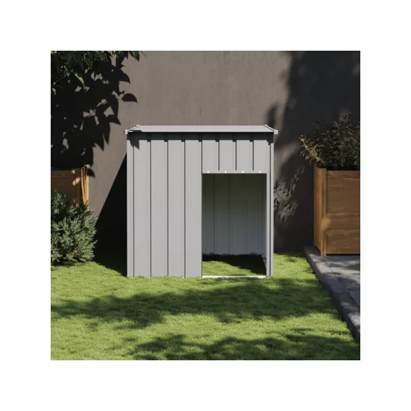 Niche en Métal Gris Toit Plat 110x103 cm en Acier Galvanisé Niche en Métal Niche métallique Niche Grand Chien