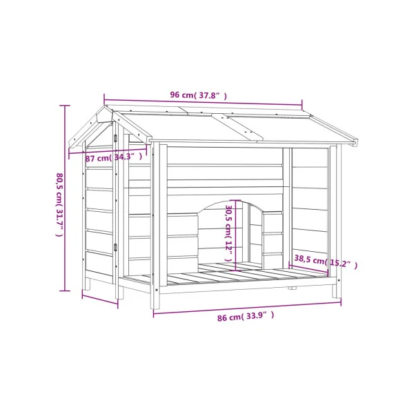 Niche Petit Chien avec Terrasse en Pin Massif Niche Chat Terrasse Niche en Bois
