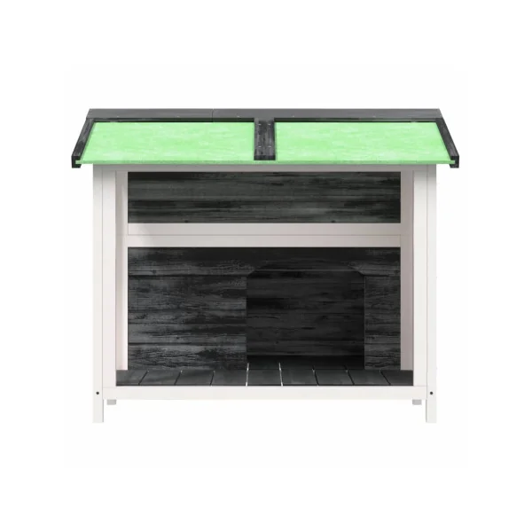 Niche Petit Chien avec Terrasse Grise Pin Massif Niche Chat Terrasse Niche en Bois