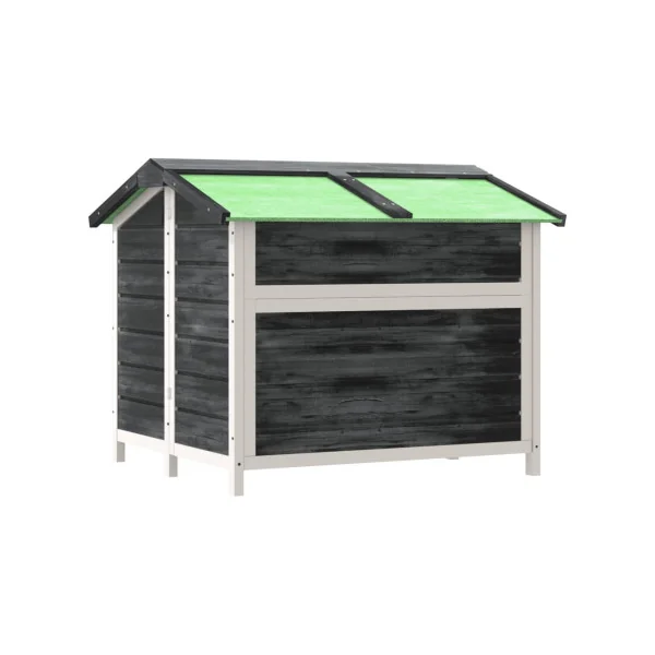 Niche Petit Chien avec Terrasse Grise Pin Massif Niche Chat Terrasse Niche en Bois