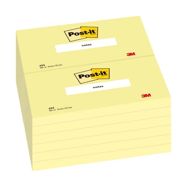Notes Post-it® Jaune, 76 x 127 mm