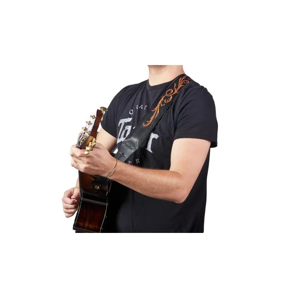 Nouveau 2.5inc. Embroidered Leather Guitar Strap #4119-25
